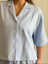 Women summer pajama set Light Blue buttoned Shirt+ Pants